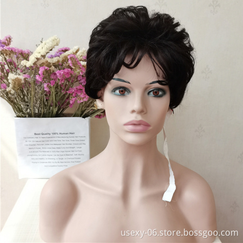 Dropshipping Short Human Hair Pixie Cut Wigs Cheap Brazilian Hair Wavy Short Wigs For Black Women